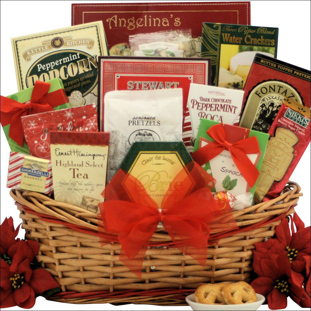 A beautiful and large Christmas gift basket